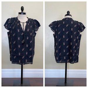 Paige Laramie Shale Western Rose Floral Top Black Size Medium